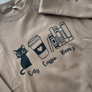 Cats Coffee Books Sweater
